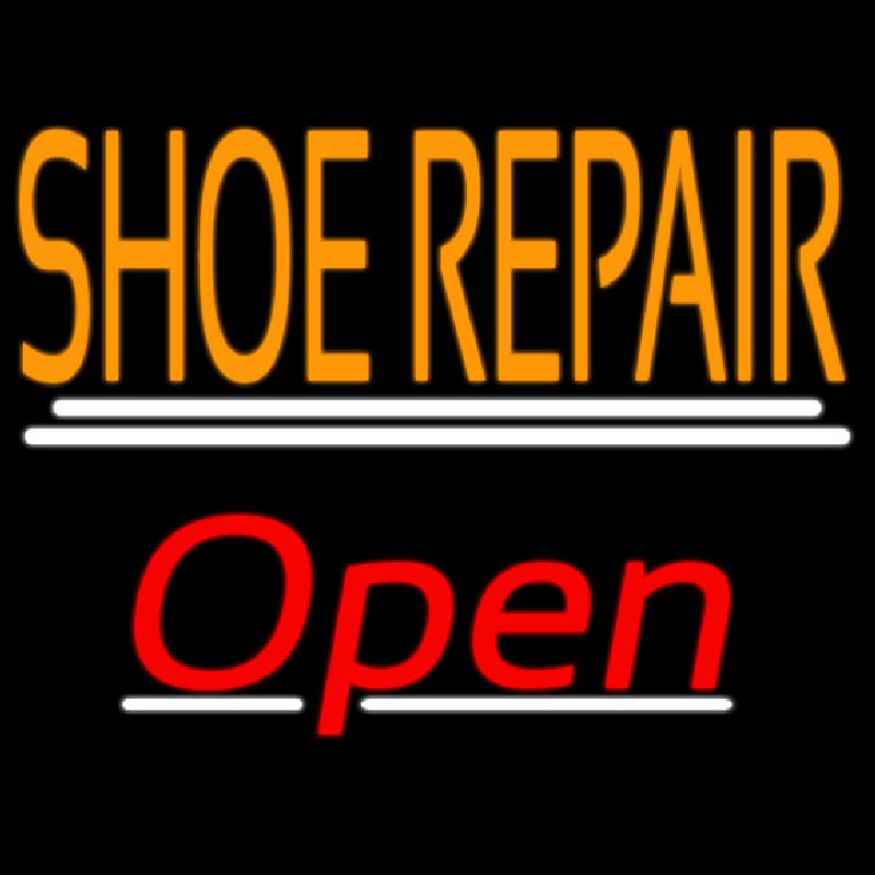 Orange Shoe Repair Open With Line Leuchtreklame