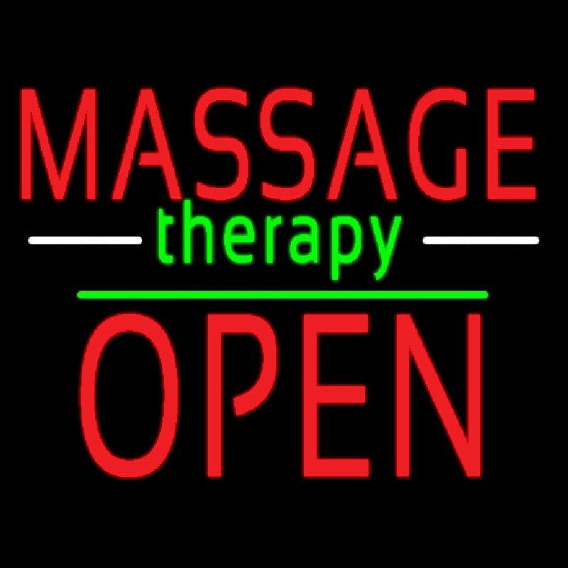 Oval Massage Therapy Open Leuchtreklame