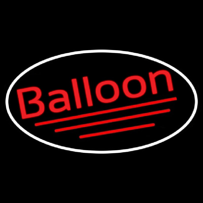 Oval Red Balloon Cursive Leuchtreklame