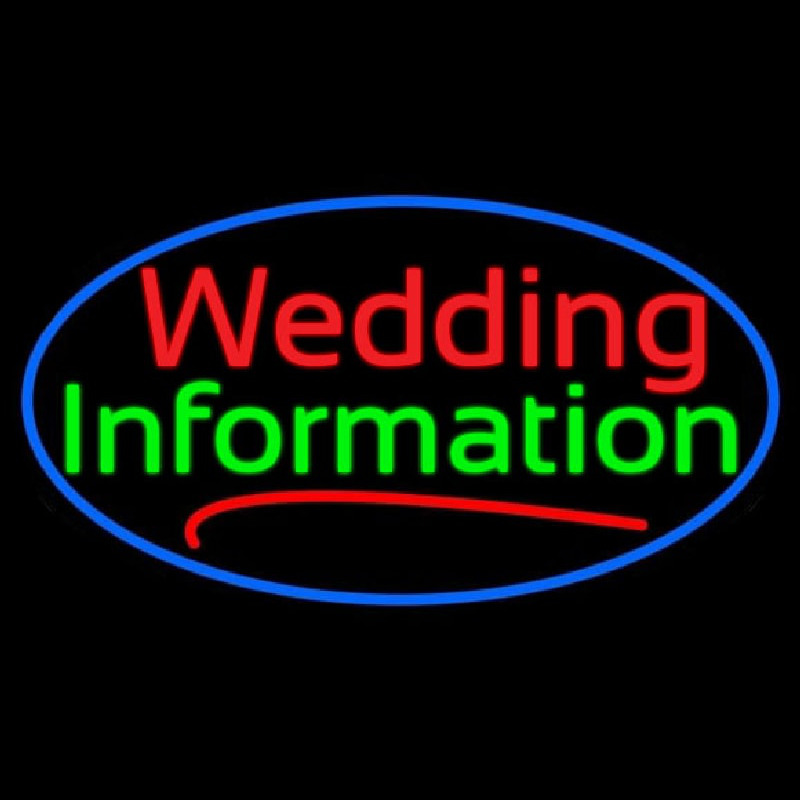 Oval Wedding Information Leuchtreklame