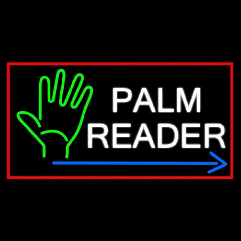 Palm Reader Arrow Red Border Leuchtreklame