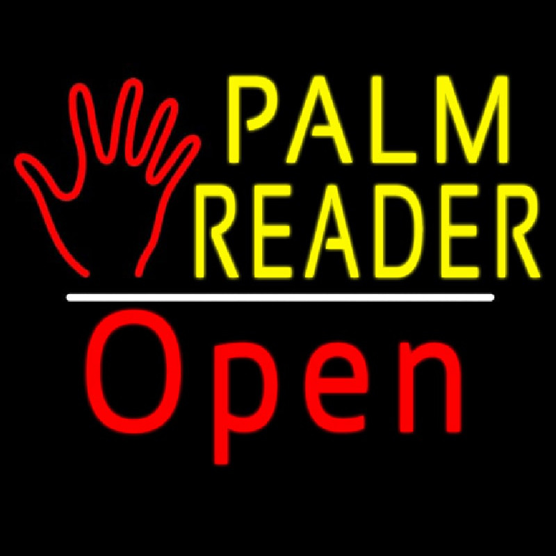 Palm Reader Logo Open White Line Leuchtreklame