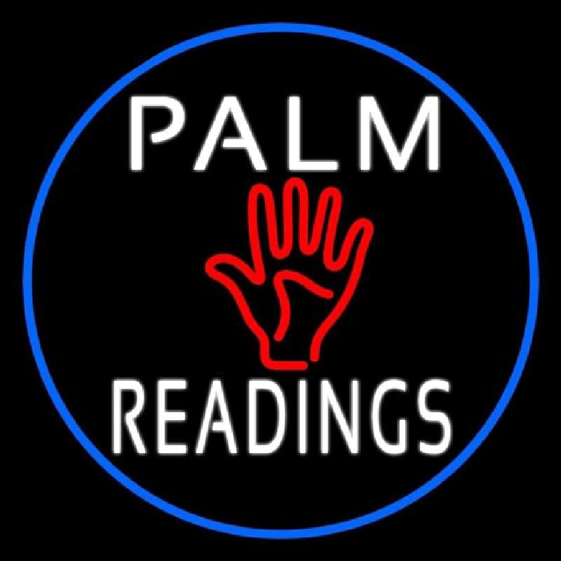 Palm Readings With Palm Blue Border Leuchtreklame