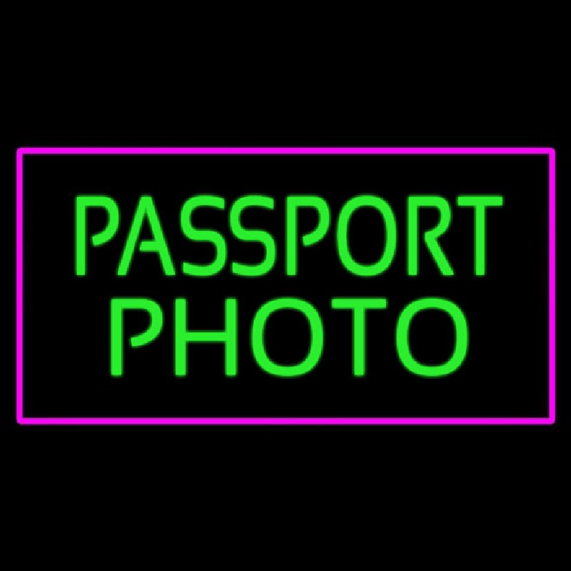 Passport Photo Purple Rectangle Leuchtreklame