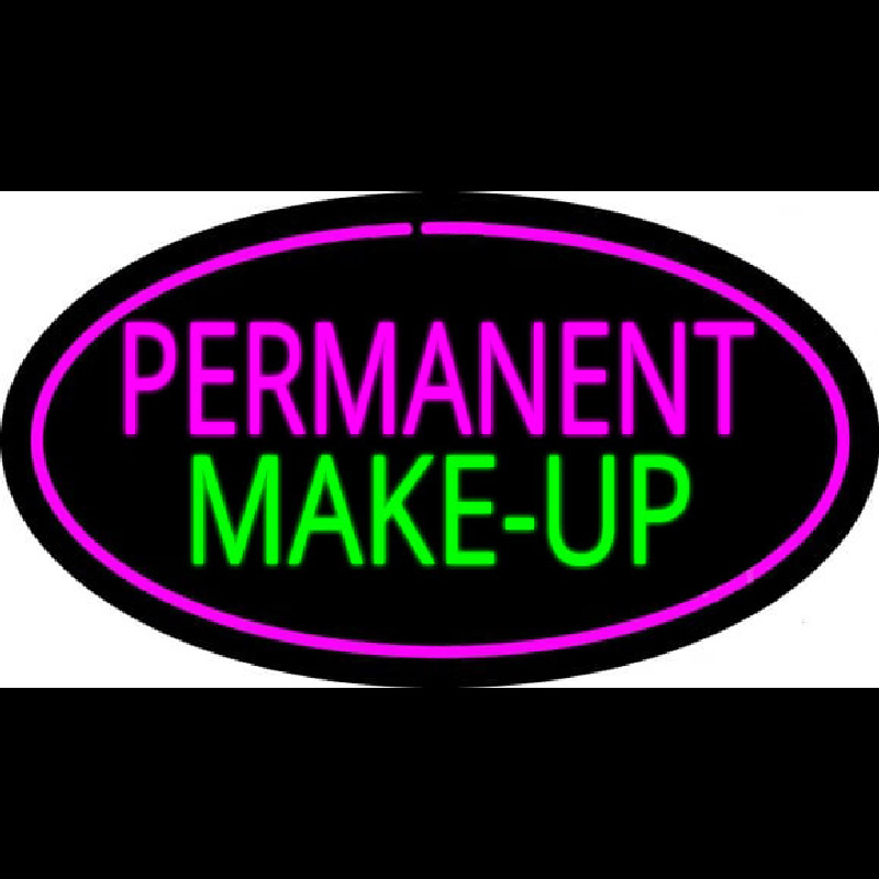 Permanent Make Up Oval Pink Leuchtreklame