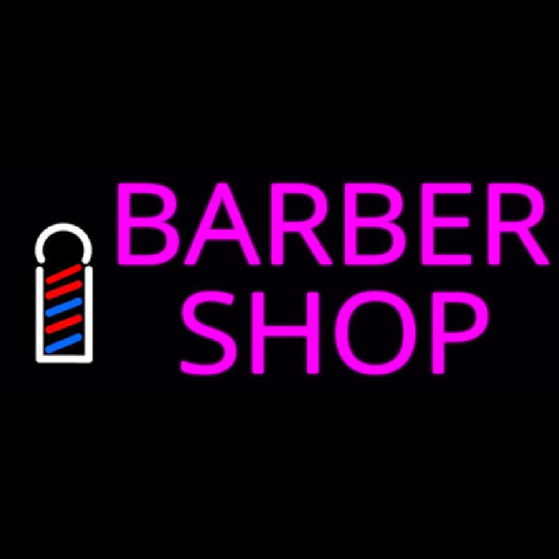 Pink Barber Shop With Logo Leuchtreklame