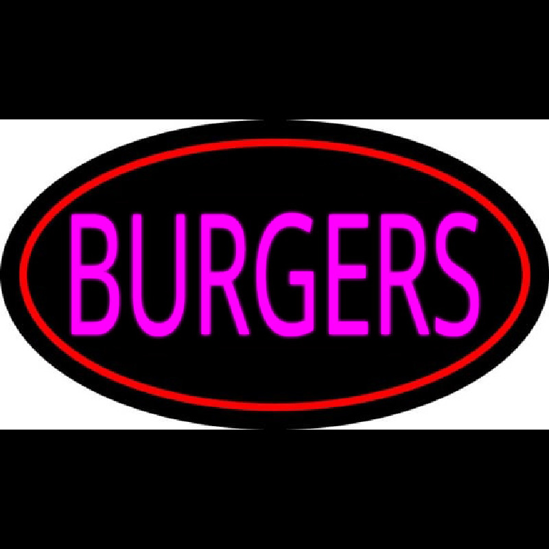 Pink Burgers Oval Red Leuchtreklame