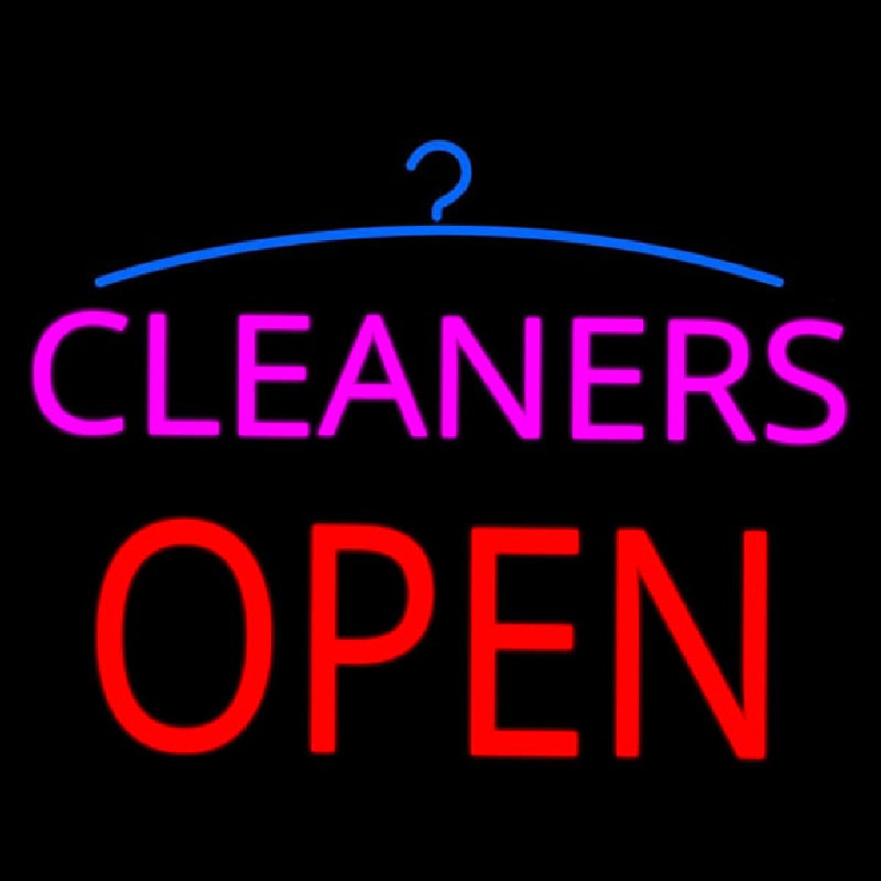 Pink Cleaners Block Open Leuchtreklame