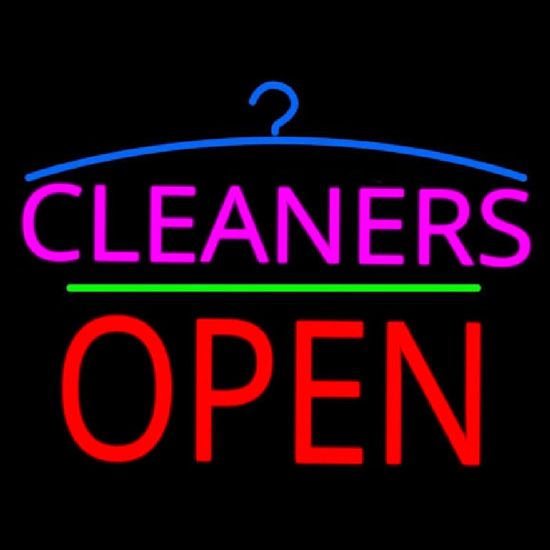 Pink Cleaners Block Open Leuchtreklame