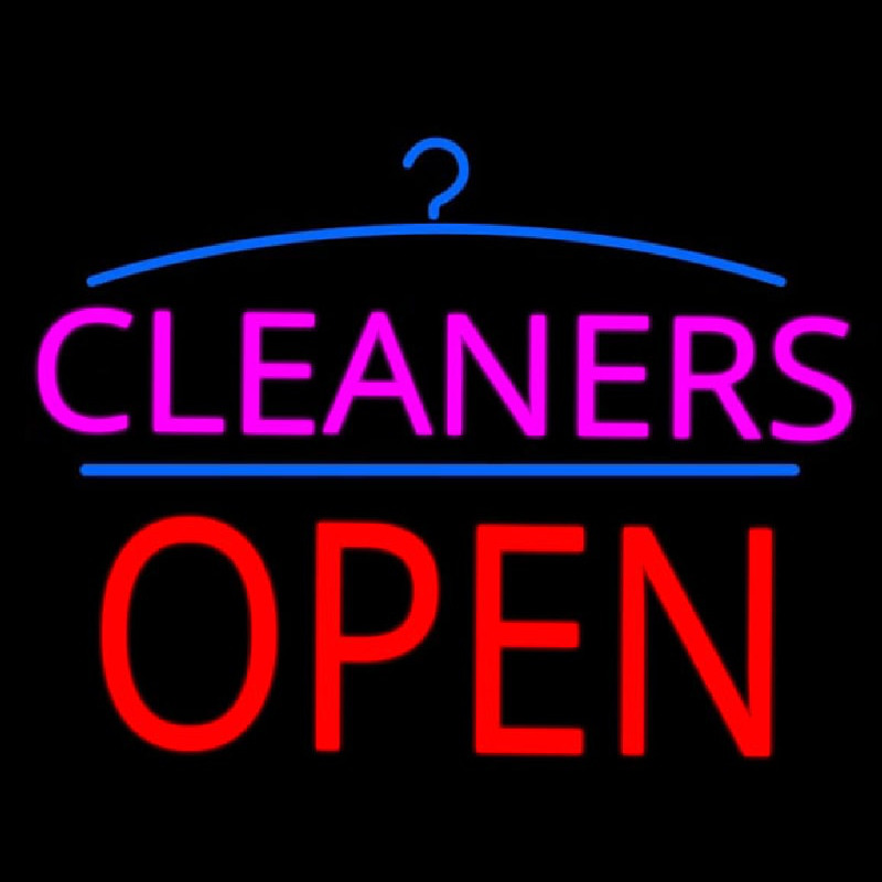 Pink Cleaners Block Red Open Logo Leuchtreklame