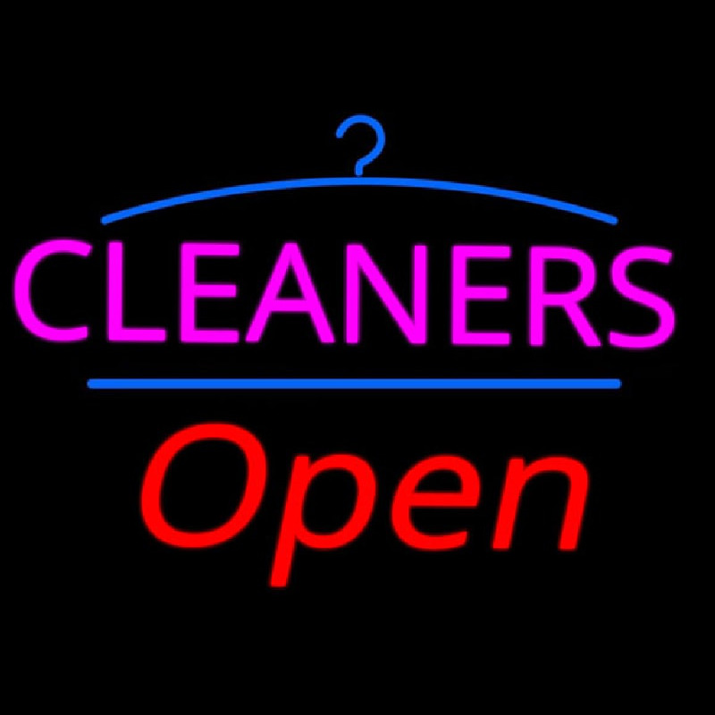 Pink Cleaners Logo Open Leuchtreklame