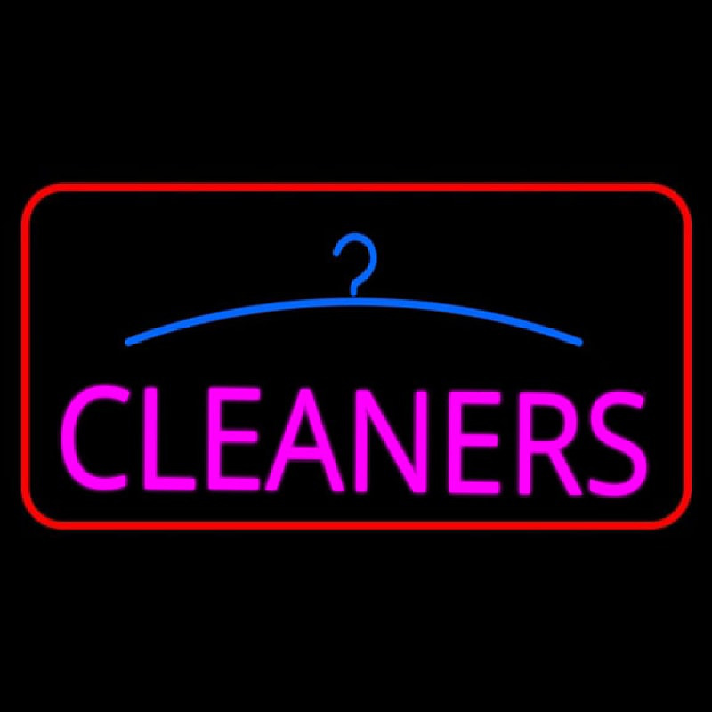 Pink Cleaners Logo Red Border Leuchtreklame