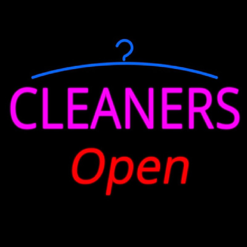 Pink Cleaners Red Open Logo Leuchtreklame