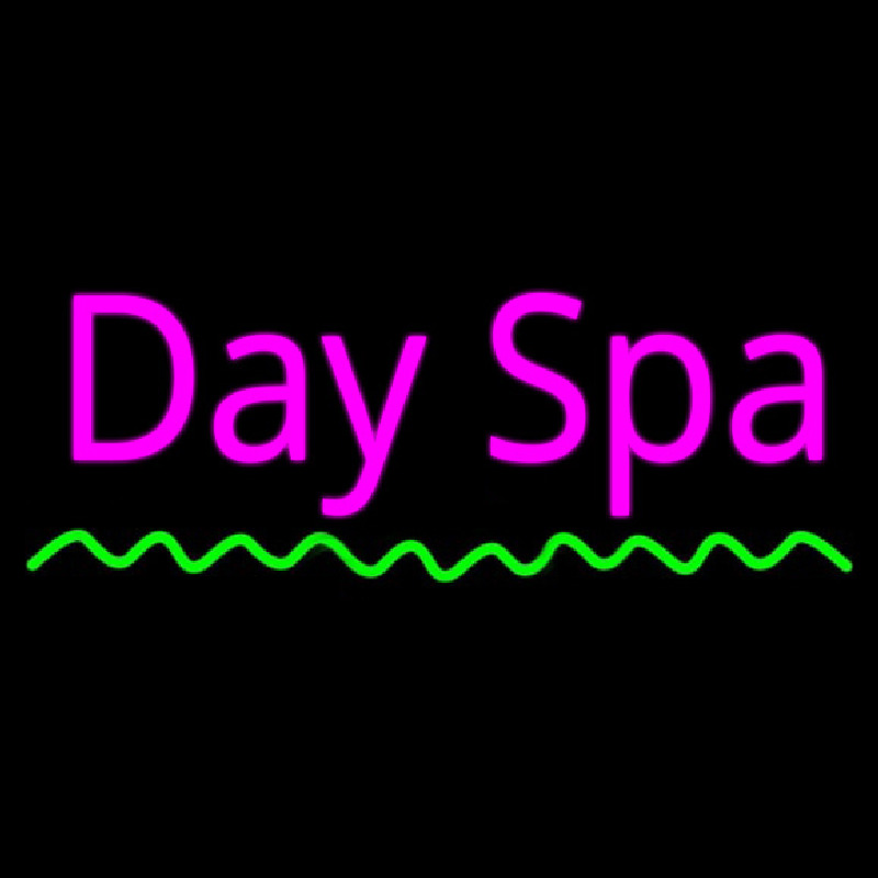 Pink Day Spa Green Waves Leuchtreklame