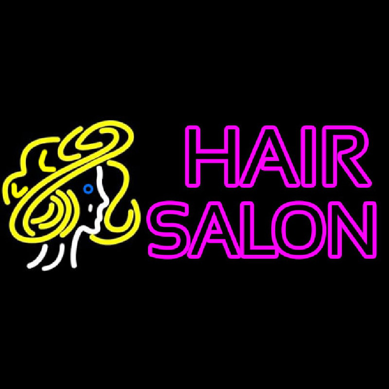 Pink Double Stroke Hair Salon With Girl Logo Leuchtreklame