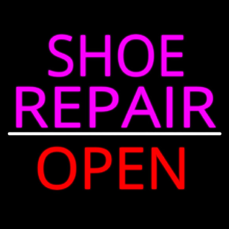 Pink Shoe Repair Open With Line Leuchtreklame