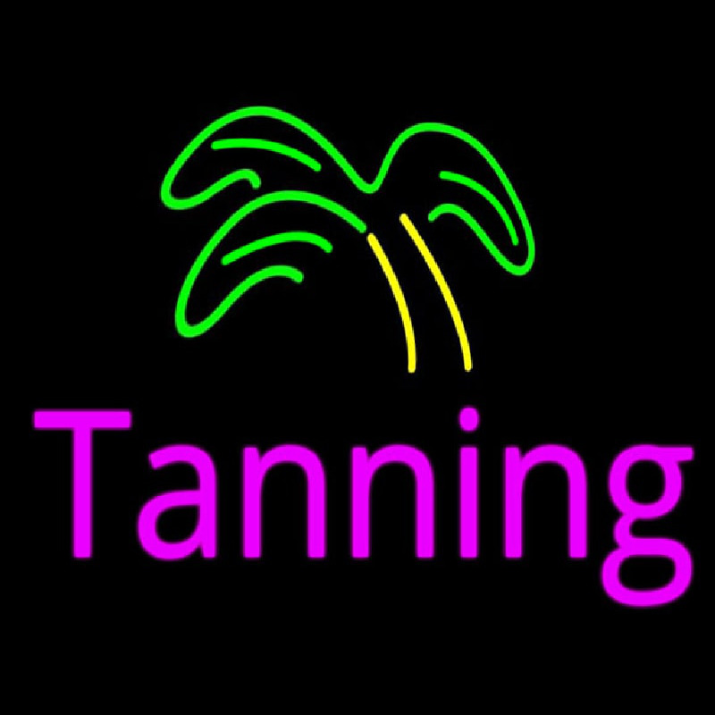 Pink Tanning Palm Tree Leuchtreklame