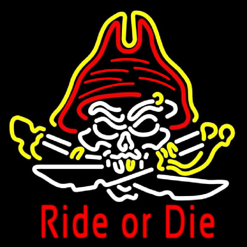 Pirate Skull Ride Or Die Leuchtreklame