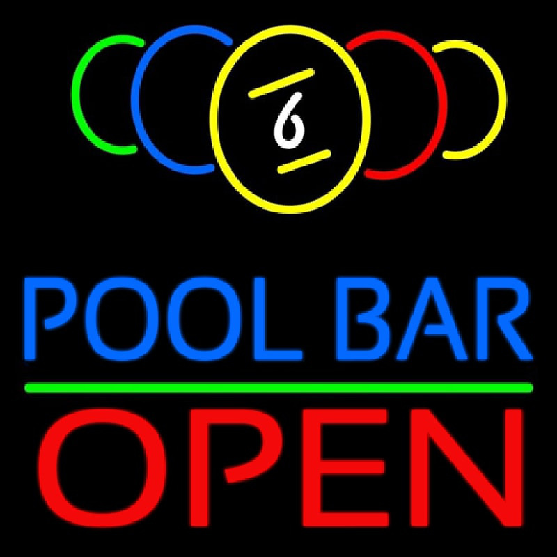 Pool Bar Open Leuchtreklame