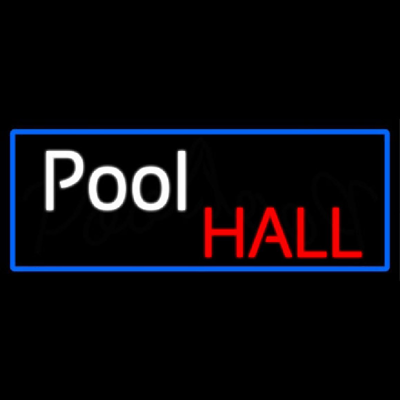 Pool Hall With Blue Border Leuchtreklame