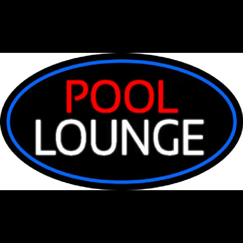 Pool Lounge Oval With Blue Border Leuchtreklame