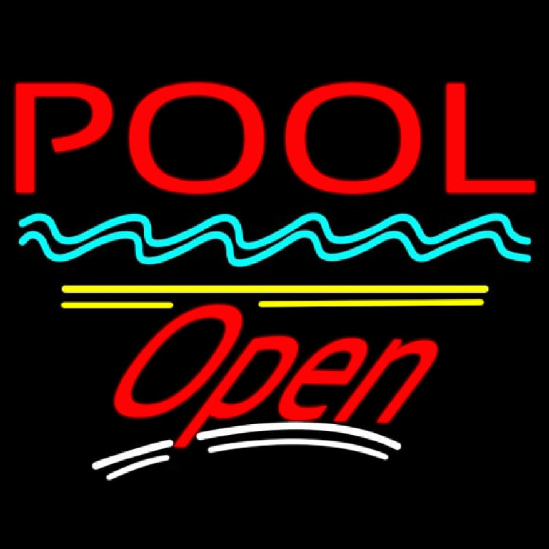 Pool Open Yellow Line Leuchtreklame