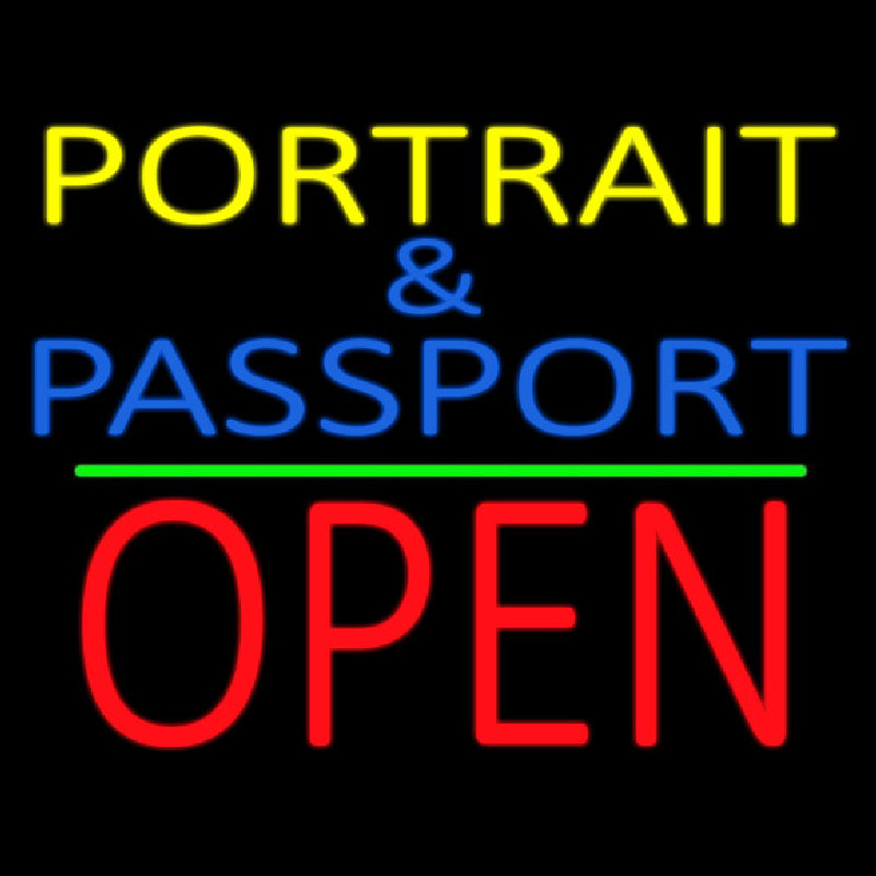 Portrait And Passport With Open 1 Leuchtreklame