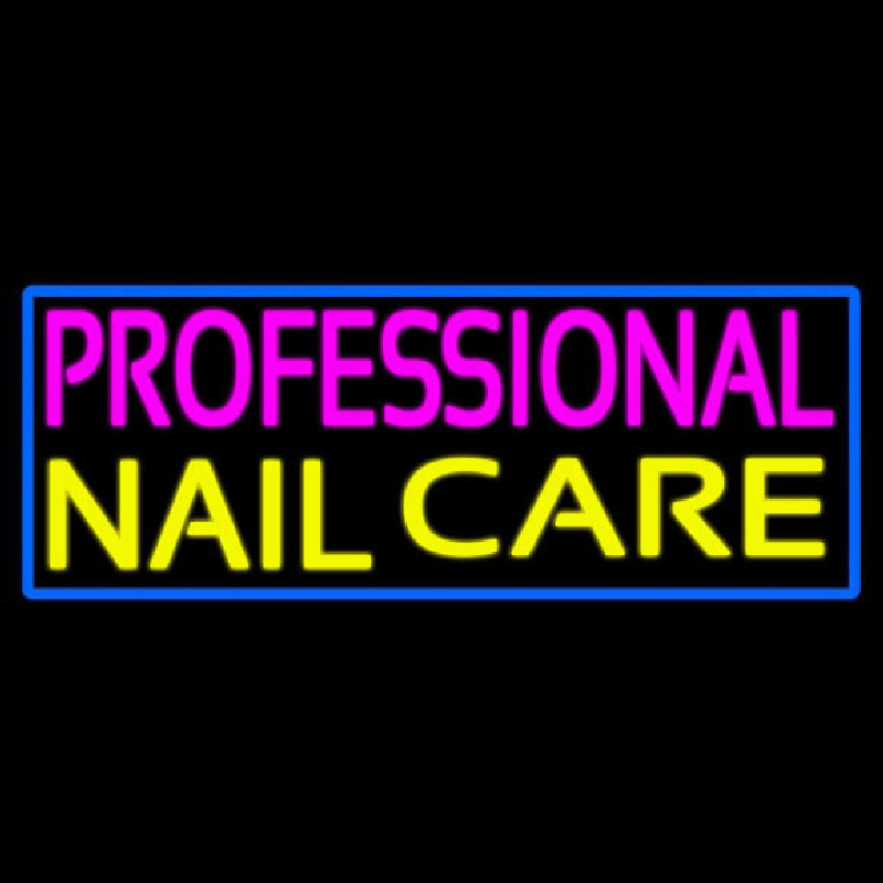 Professional Nail Care With Blue Border Leuchtreklame