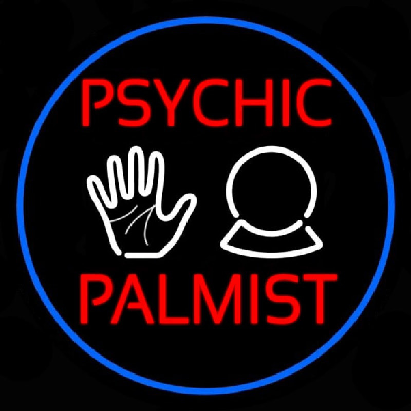 Psychic Palmist Blue Border Leuchtreklame