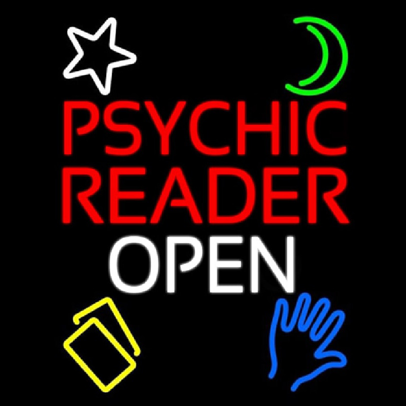 Psychic Reader Open Block White Border Leuchtreklame