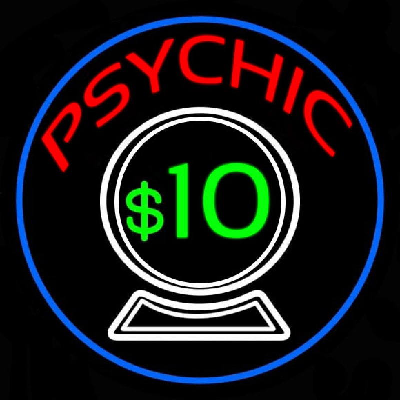 Psychic With Crystal Globe Blue Border Leuchtreklame