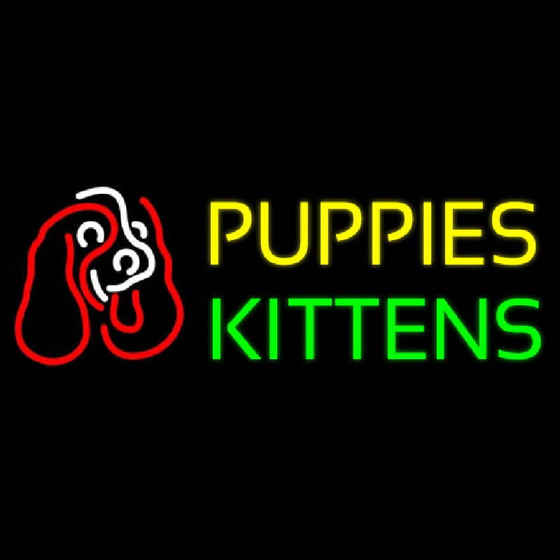 Puppies Kittens With Logo Leuchtreklame