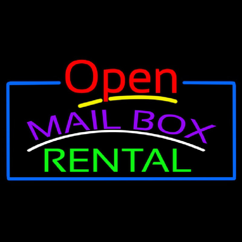 Purple Mailbo  Green Rental Open With Border Leuchtreklame