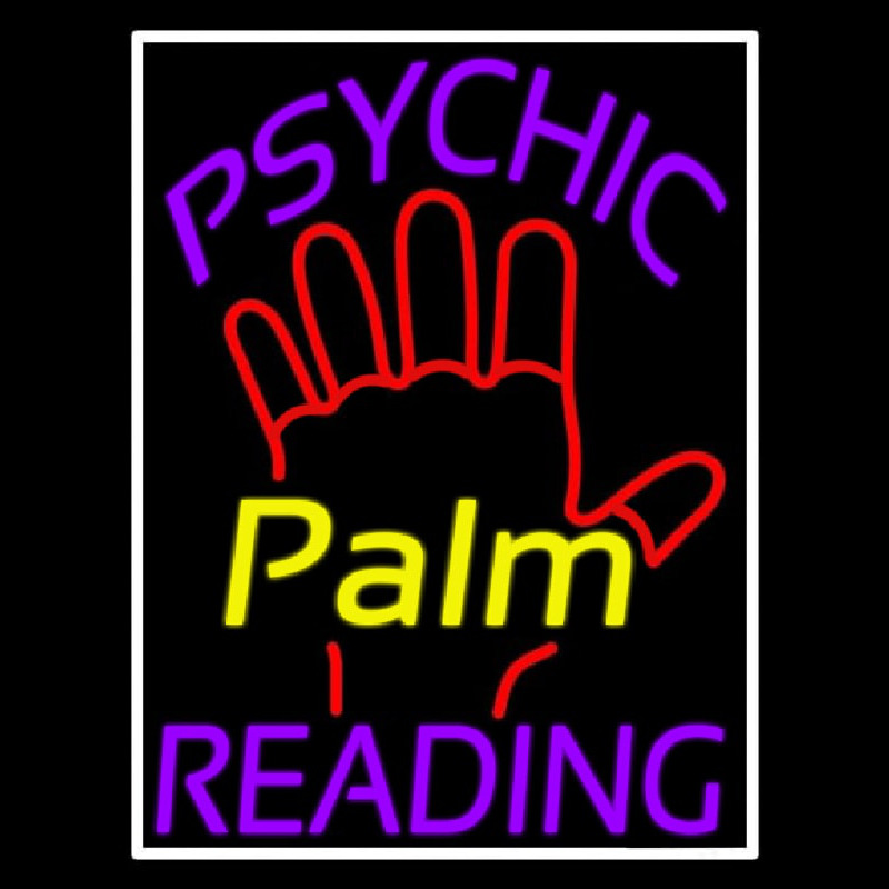 Purple Psychic Reading With Yellow Palm Leuchtreklame