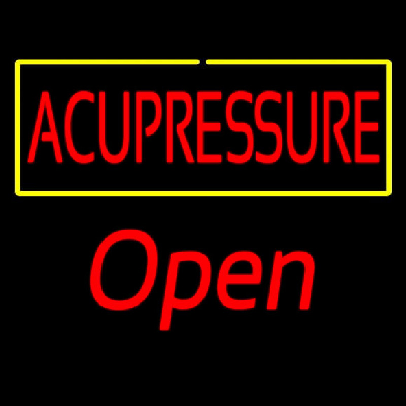 Red Acupressure Yellow Border Open Leuchtreklame