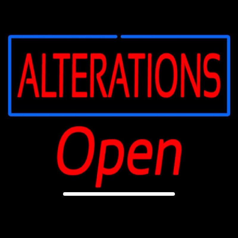 Red Alterations Open White Line Leuchtreklame