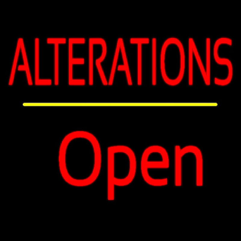 Red Alterations Yellow Line Open Leuchtreklame