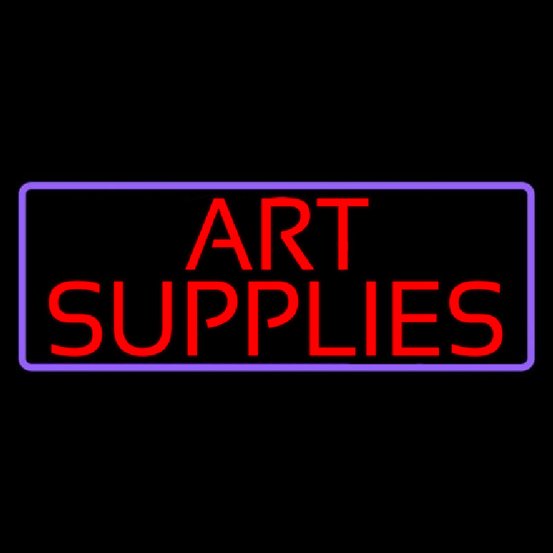 Red Art Supplies With Border Leuchtreklame