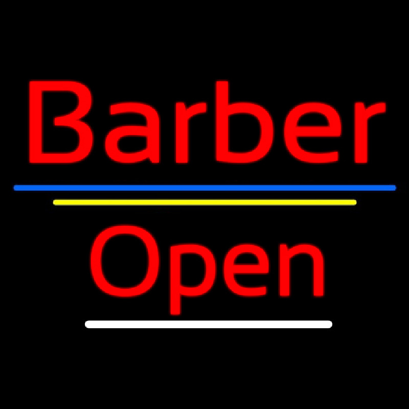 Red Barber Open Blue Yellow Lines Leuchtreklame