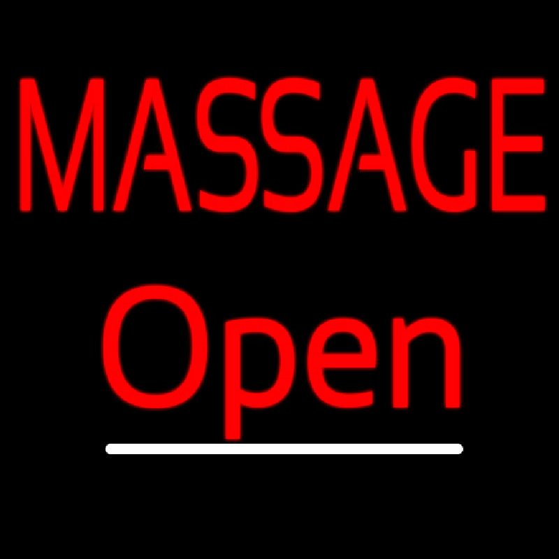 Red Block Massage Open Leuchtreklame