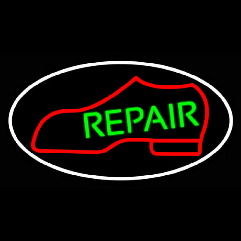 Red Boot Green Repair With Border Leuchtreklame