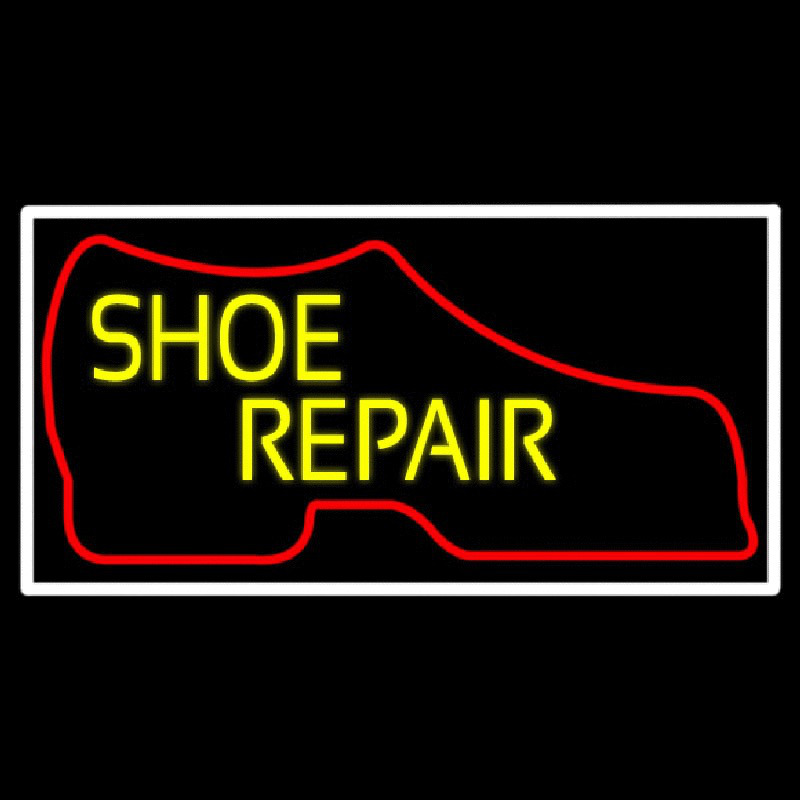 Red Boot Yellow Shoe Repair Leuchtreklame