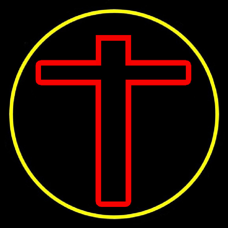 Red Christian Cross Leuchtreklame