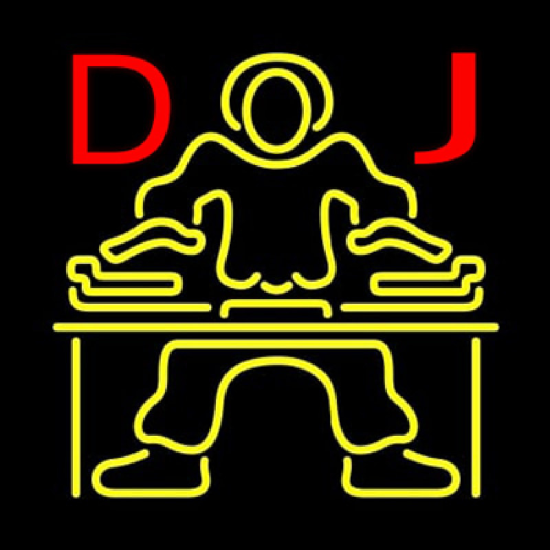 Red DJ Disc Jockey Music Leuchtreklame