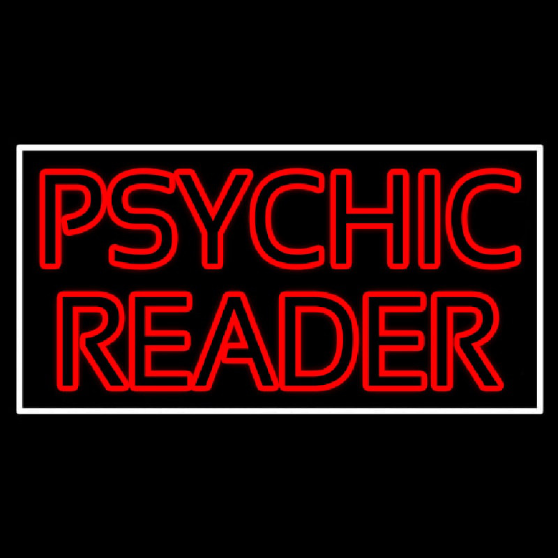 Red Double Stroke Psychic Reader White Border Leuchtreklame