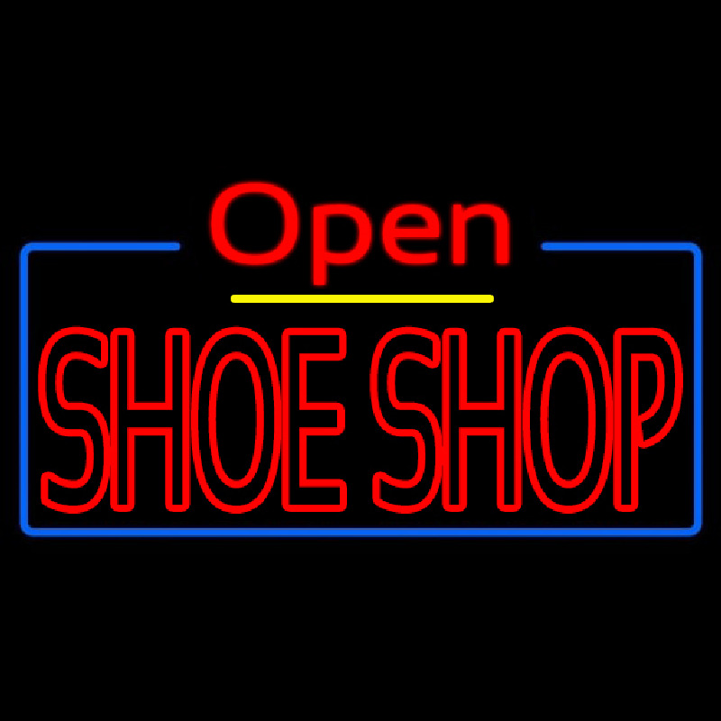 Red Double Stroke Shoe Shop Open Leuchtreklame