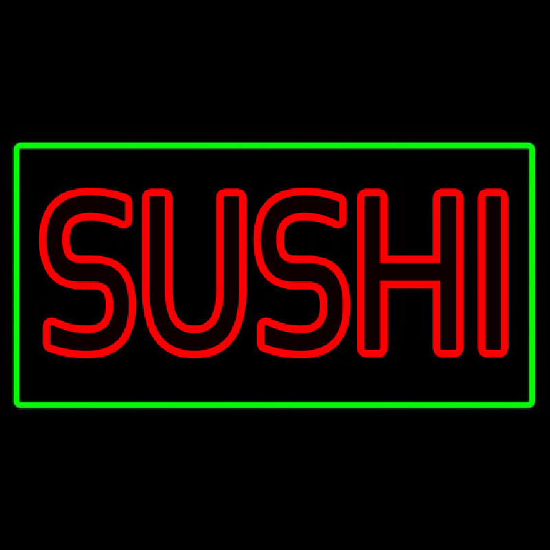 Red Double Stroke Sushi With Green Border Leuchtreklame