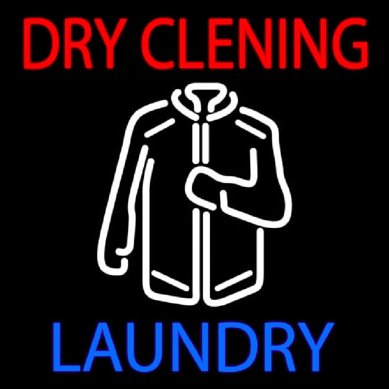 Red Dry Cleaning With Shirt Logo Leuchtreklame