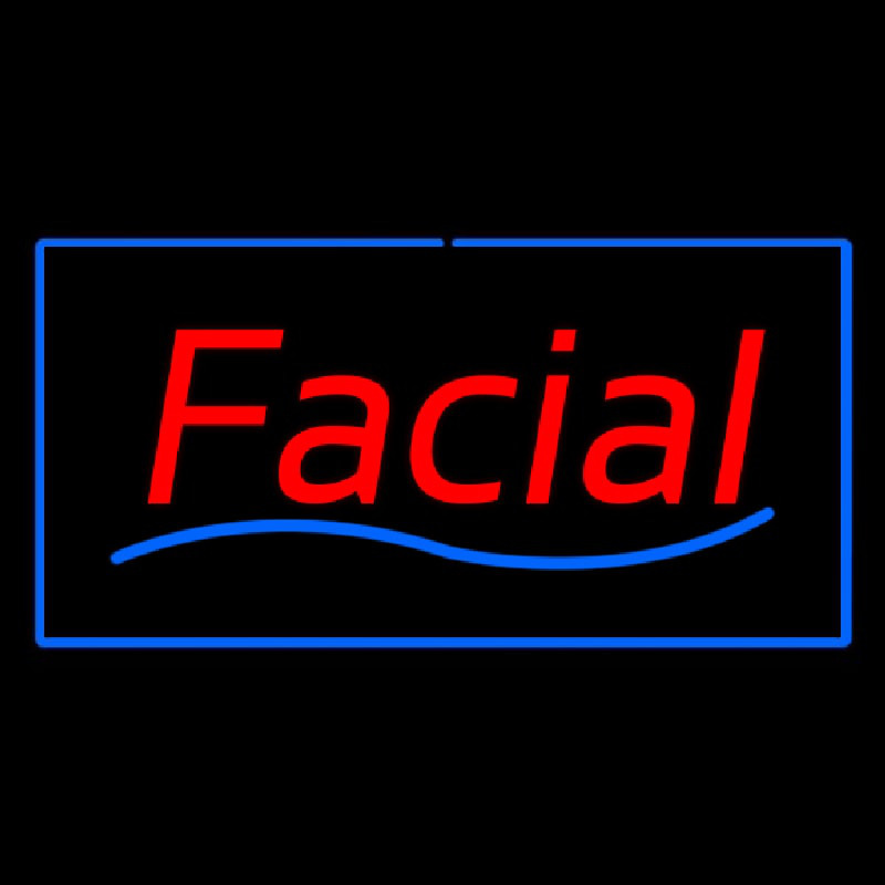 Red Facial Blue Border Leuchtreklame