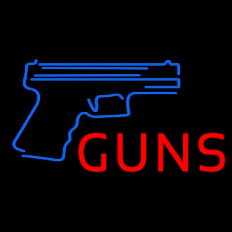 Red Guns With Blue Logo Leuchtreklame